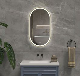 ICO Bath
Kiara 20" W x 36" H Modern Oval Aluminum Framed Bathroom Wall Mirror with LED Lighting