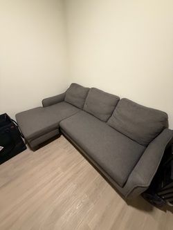 Gray Fabric L-Shaped Sectional Sofa