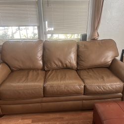 Real Brown Leather Couch 