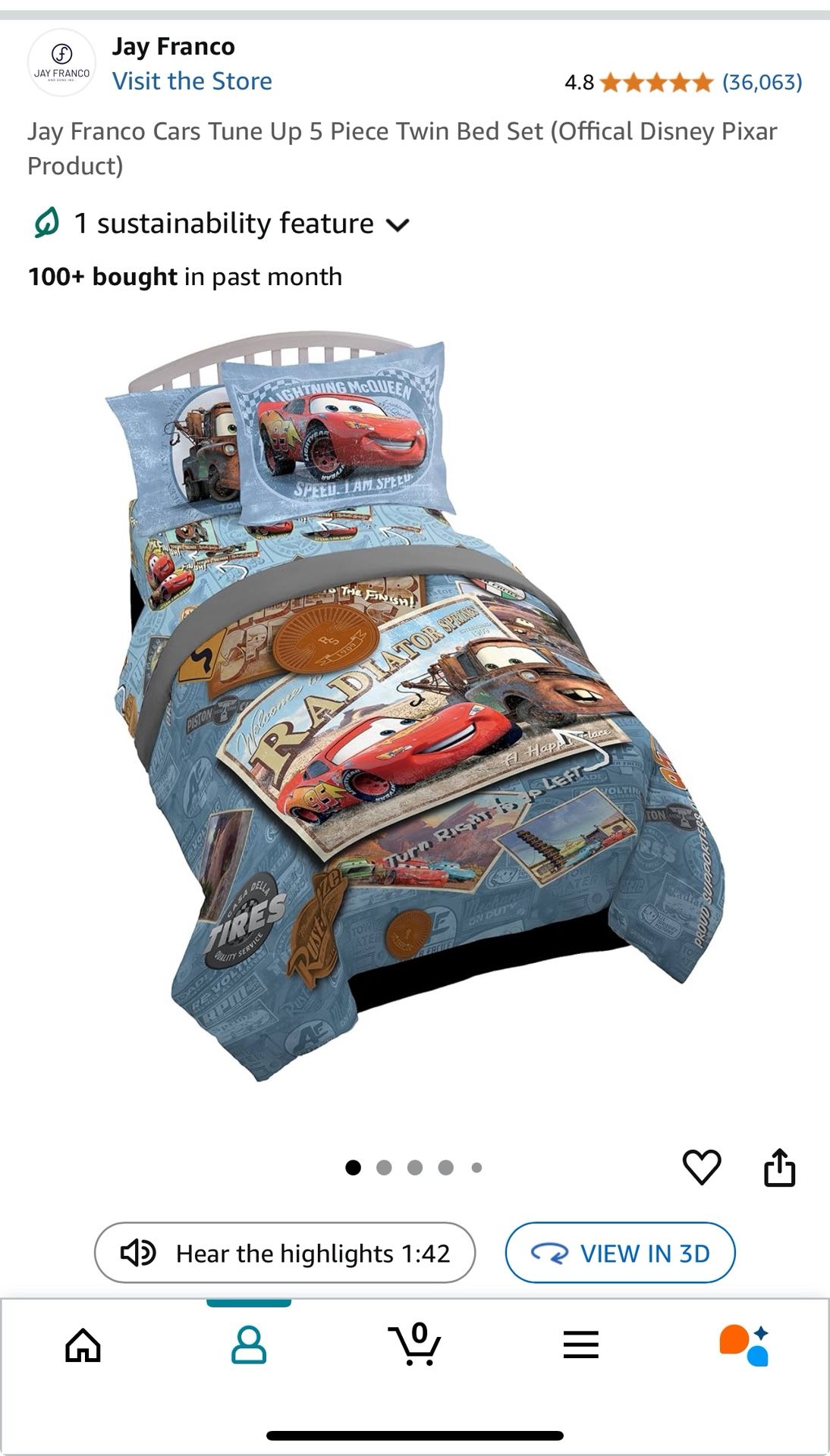 Cars twin Comforter, Sheets & Mattress Cover