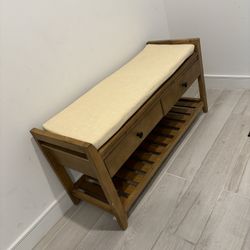 Entryway Storage Bench with Cushioned Seat, Shoe Rack and Drawers-ModernLuxe