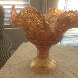 Antique Glass Bowl And Pedestal