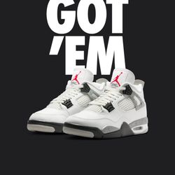 Air Jordan 4 White Cement 2025 Size 9