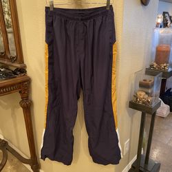 Vintage REEBOK Men Navy Yellow Mesh Lined Track Pants Size Large