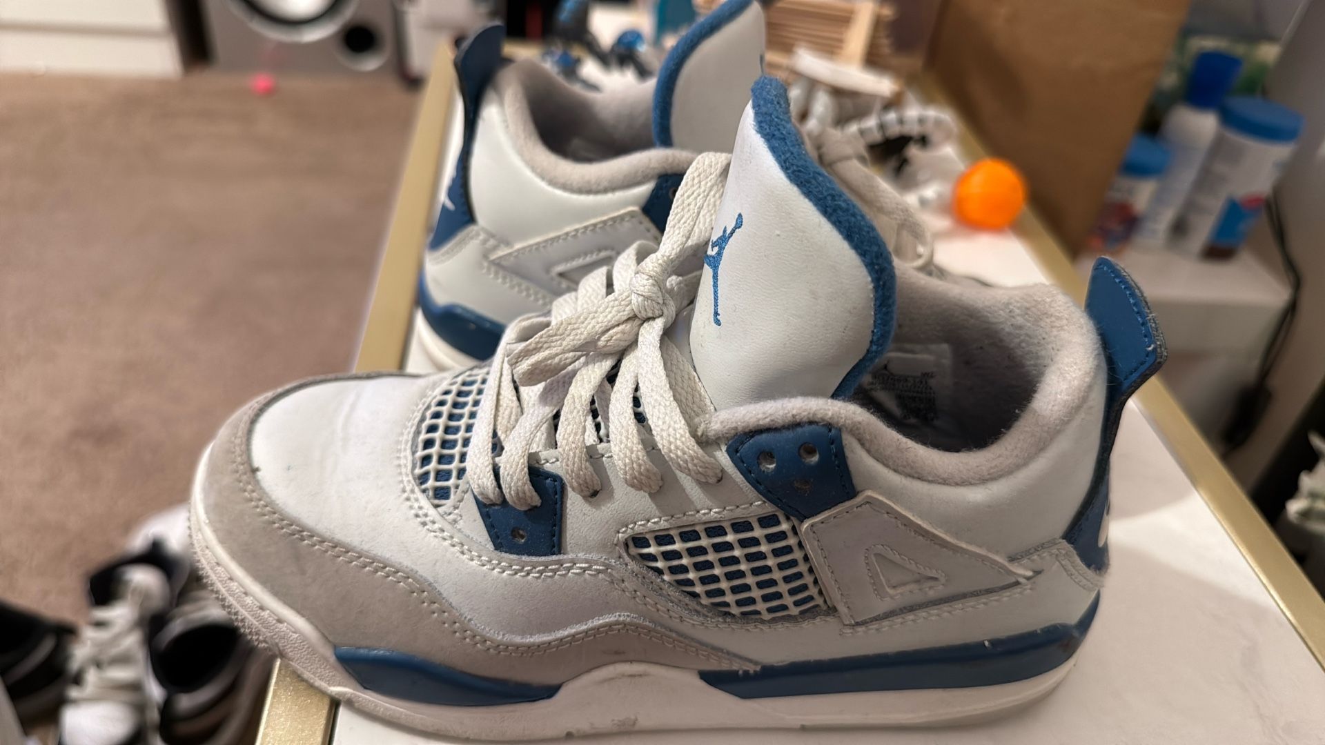 AIR JORDAN - RETRO 4 - WHITE/MILITARY BLUE/GREY