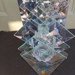 Beveled Glass, Mirrored Tea Light Holder 