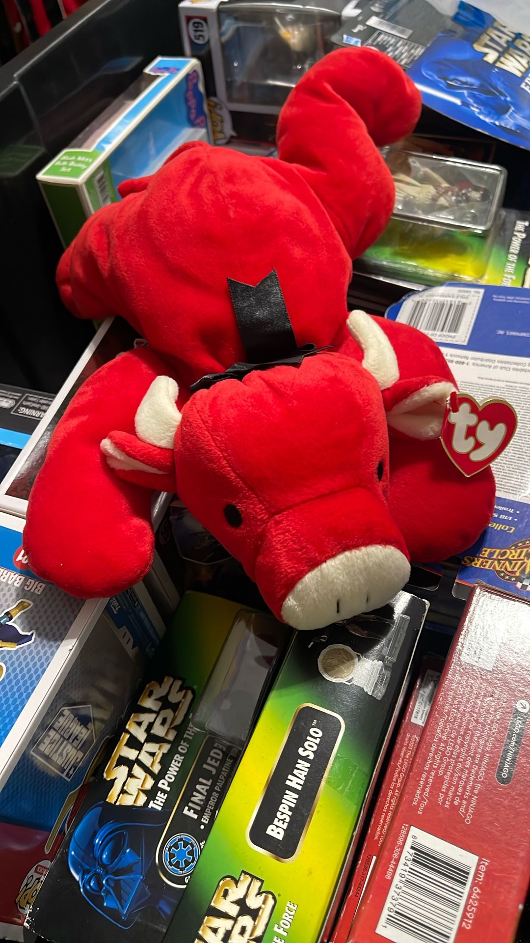 Snort Bull Ty Beanie Baby Creased Tag #4002 1995 Red PVC Retired $9.99