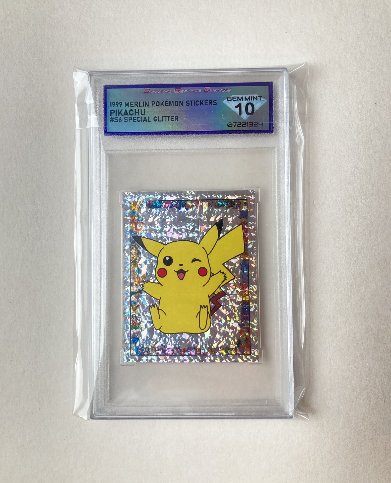 1999 Merlin Pokemon Stickers Pikachu Special Glitter Graded DSG Gem Mint 10