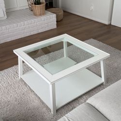 White Wood Glass Coffee Table