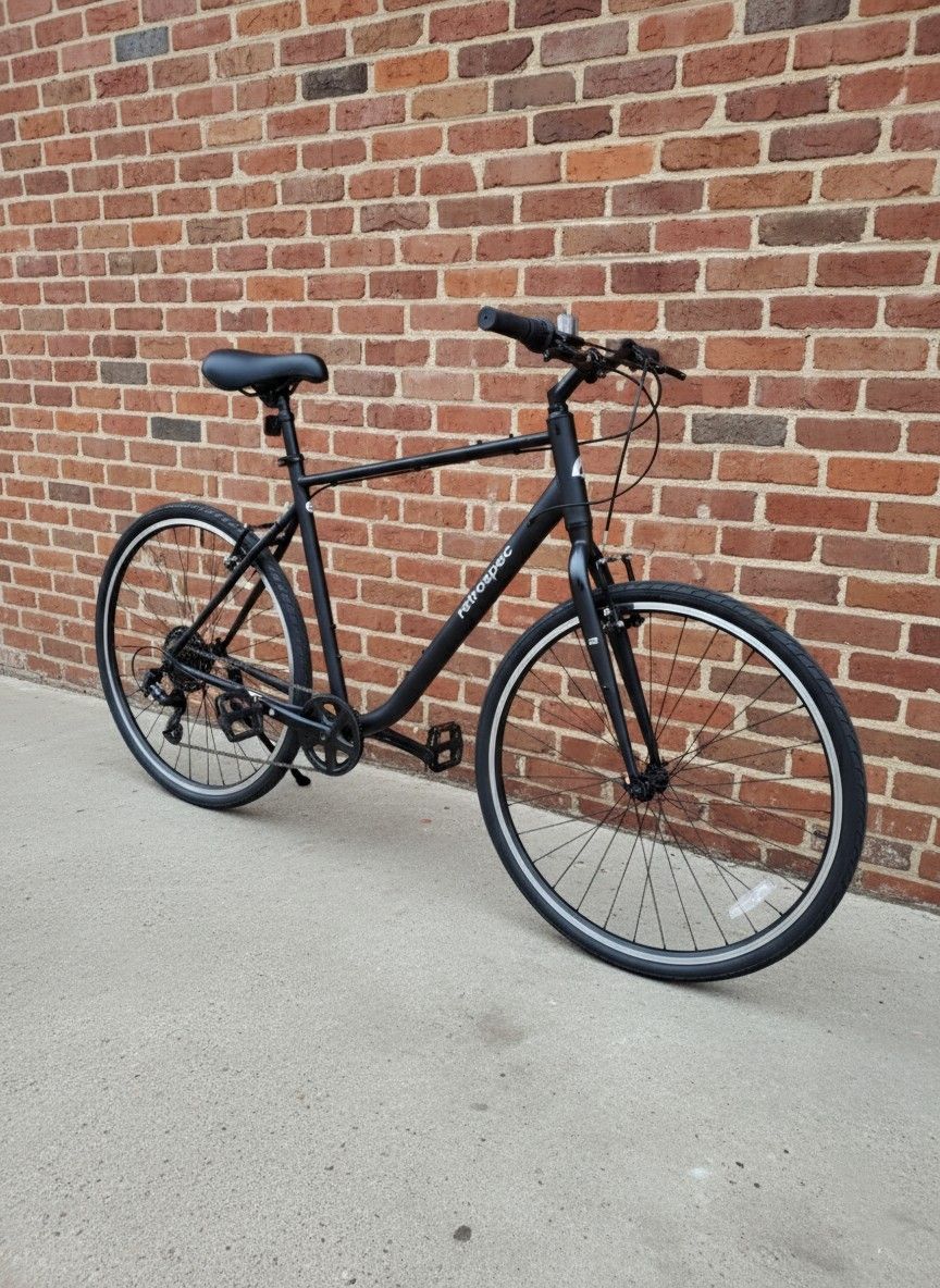 NEW 22" XL RETROSPEC BARRON 7 SPEED MATTE BLACK COMFORT FITNESS HYBRID BIKE