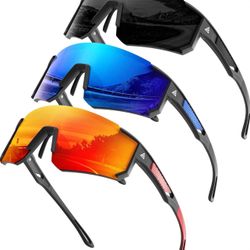 Polarized Sports Sunglasses for Men, UV400 Protection Mens Sunglasses Wrap Around Sun Glasses for Cycling Running