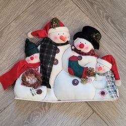 Christmas Snowman Family of 4 Hug Plush Stuffed Weighted 16" Tall Holiday decor
