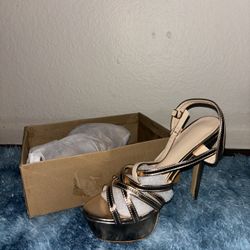 Gold high heels 