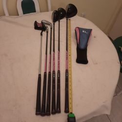 Top Flight XL j Girls Pink Golf Club Set. RH.  6 PC. 9 Balls And Some Tees.