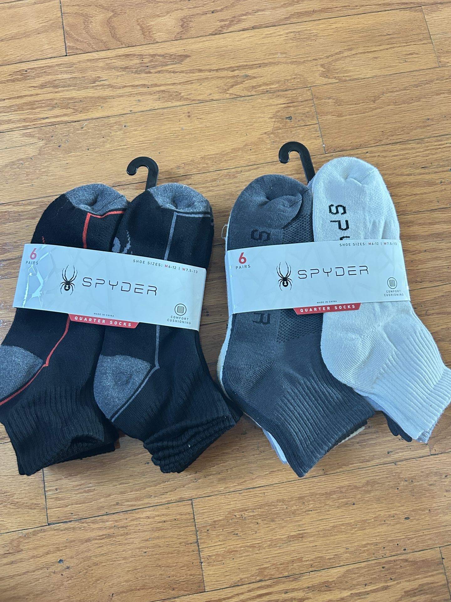 NWT Spyder Men's comfort cushioning quarter socks 12 Pairs