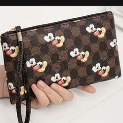 Minnie & Mickey Mouse Fashion Wallet - Chic Faux Leather Clutch with Zipper, Coin Purse & Card Holder for Women