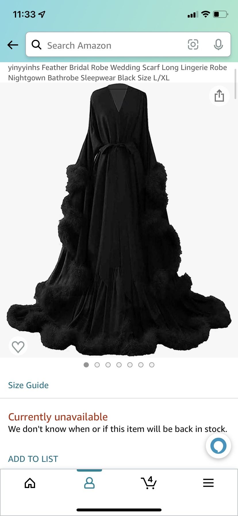 L/XL Black Feather Robe