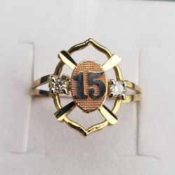 10kt Gold Quinsenera 15 Anos Ring