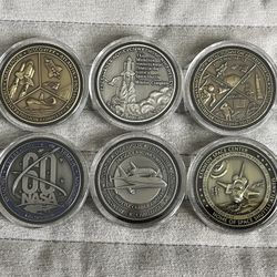 NASA Space Shuttle And Other Medals Made From Space Flown Metal Lot Of 6
