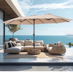 New 15ft Large Patio Umbrella with Base