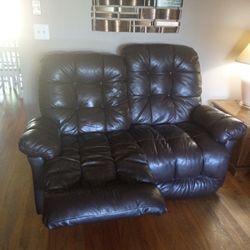 Best chair Inc.  Brown Leather Reclining Loveseat