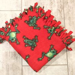 Handmade Frog Fleece Tie Blanket 47" X 56"