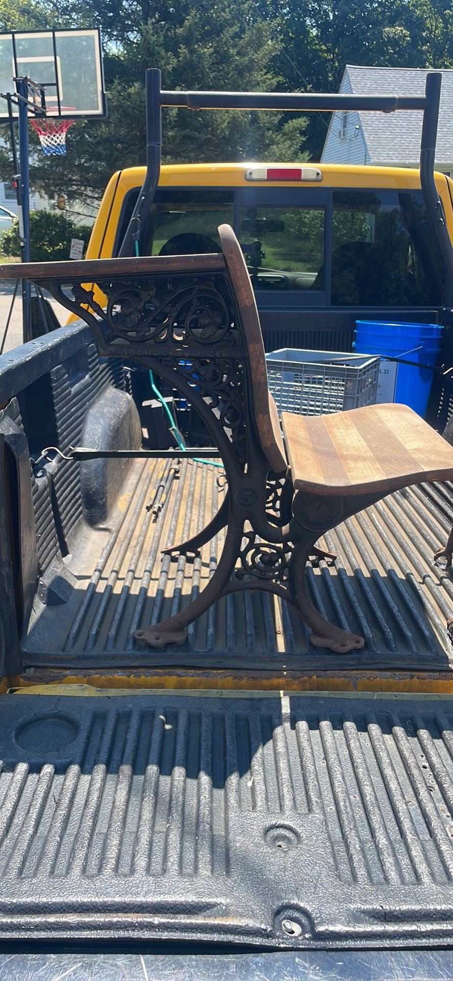 Antique cast iron and maple 1925 school desk