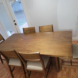 Hardwood Dining Table & Chairs for 6 People