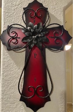 Red Metal Decorative Wall Cross