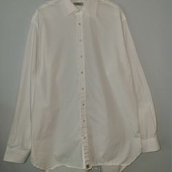 Burberry London Classic Fit Mens White Button Down Shirt Size 17-43 Long Sleeve