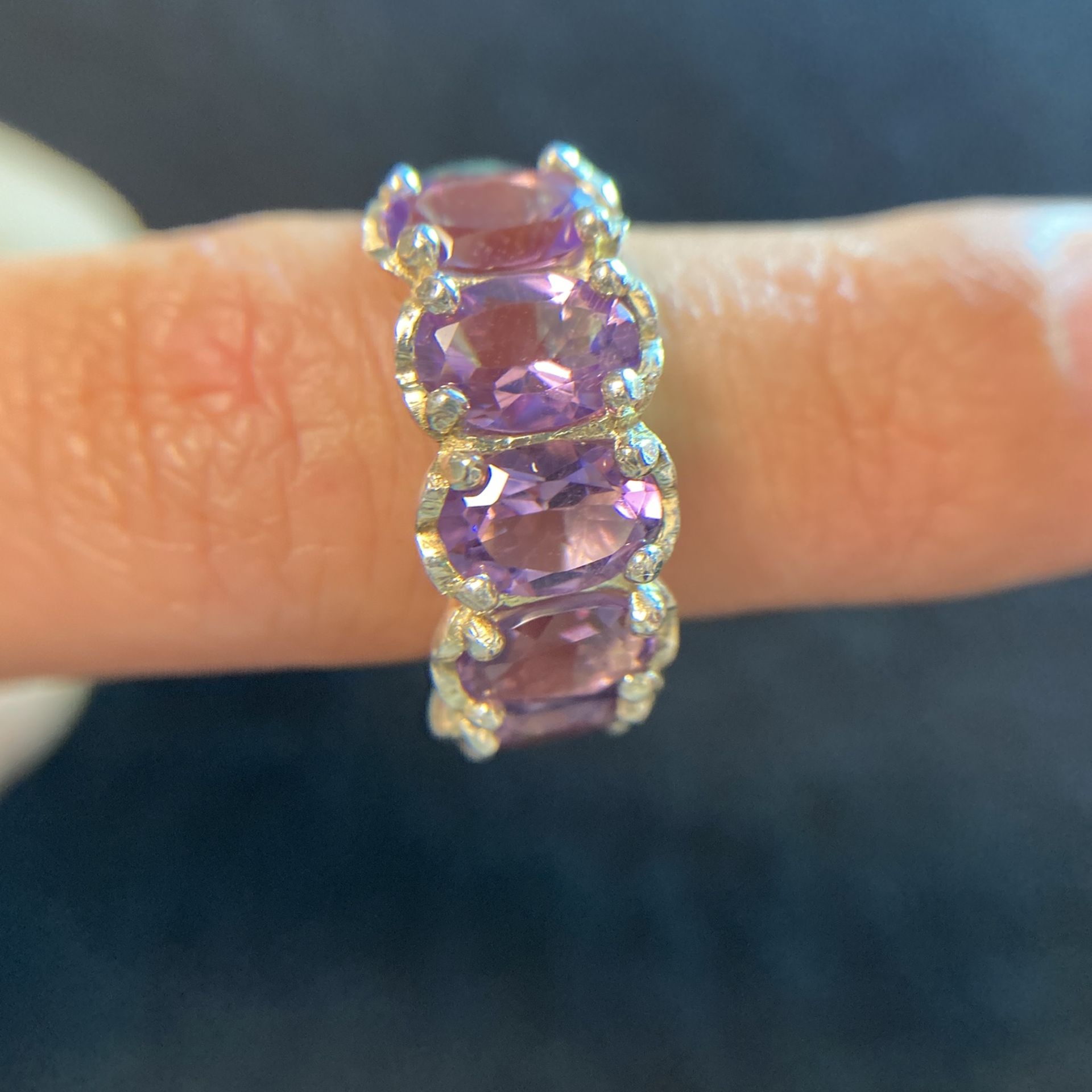 4.25ctw Oval Amethyst Sterling 925 Ring Sz 5