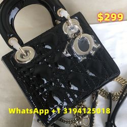 Christian Dior Lady Dior Bag Cannage Quilt Patent Large