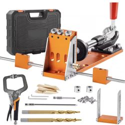 Pocket Hole Jig Kit, 34 Pcs Pocket Hole Jig System with 11 in. C-clamp, Fixture, Step Drills, Wrenches, Plasma Cutter