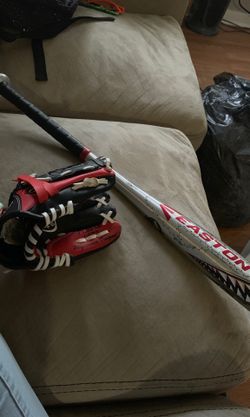 Easton Baseball bat and Glove