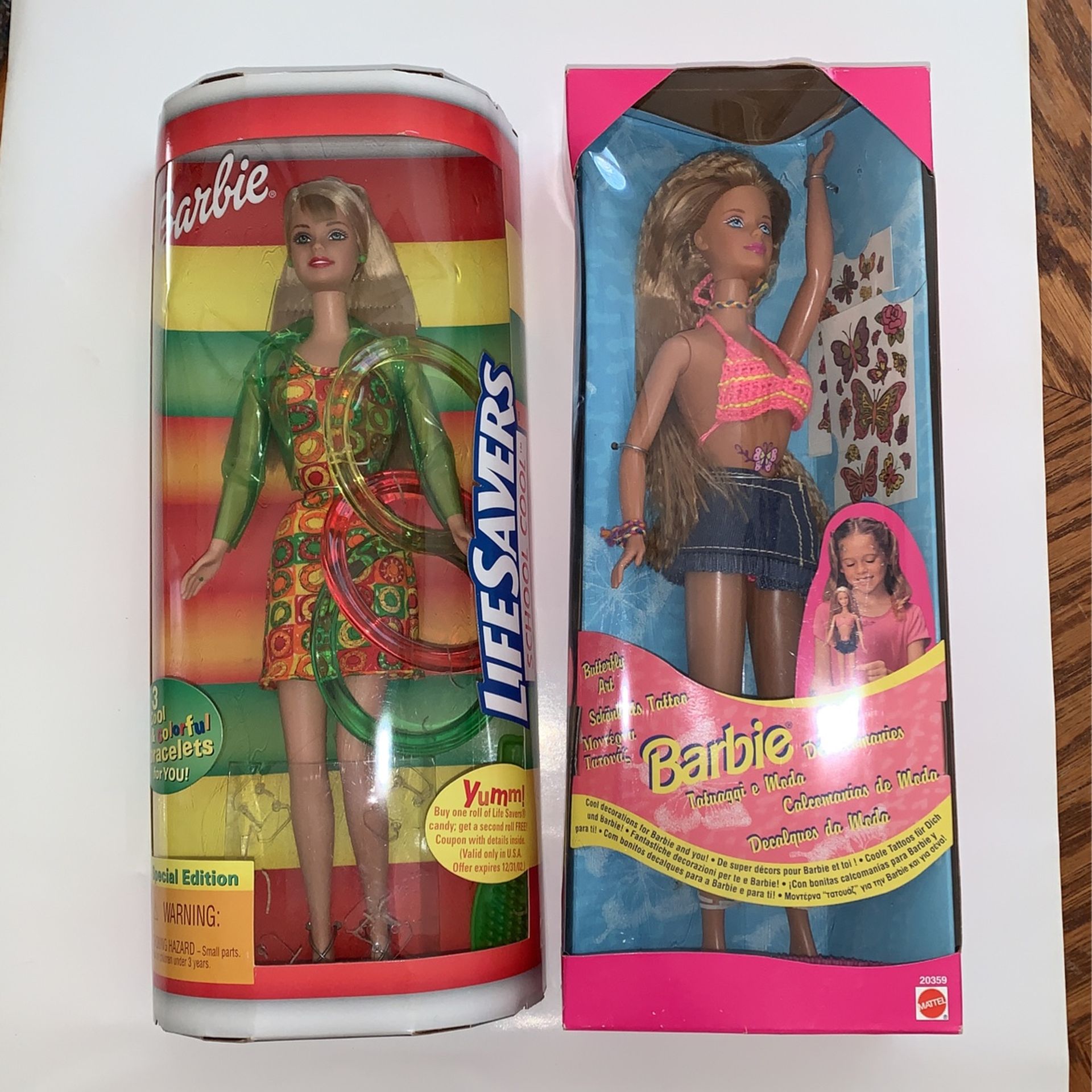 Lot Of 2 Vintage Barbies Tattoo Lifesavers Dolls New