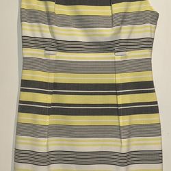 Calvin Klein Yellow & Gray Striped Dress Women’s Size 8 Sheath Cap Sleeve New W/O Tags
