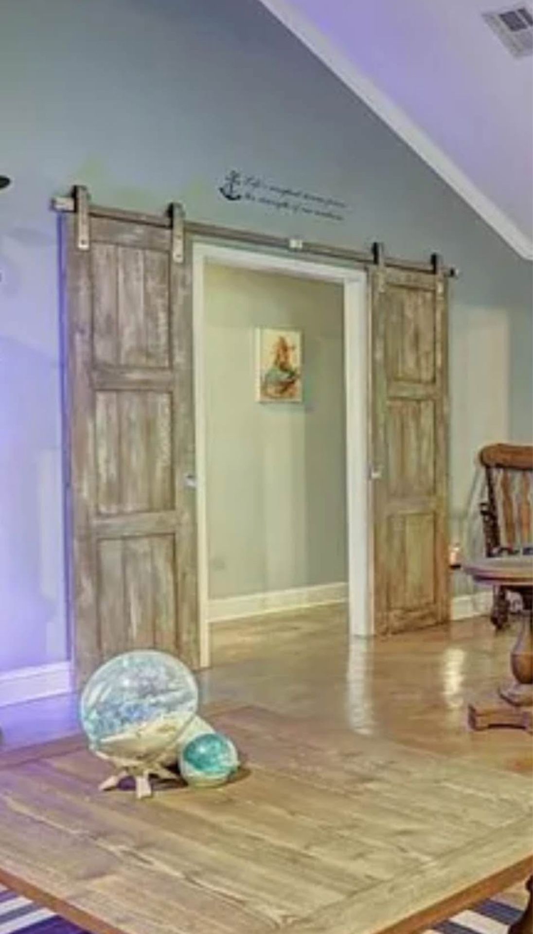 Pair of Reclaimed Cypress Barn Doors - Whitewashed, Tracks Included