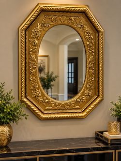 Gold Ornate Octagonal Wall Mirror