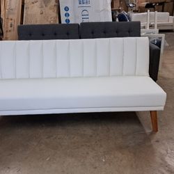 New Modern Futon Sofa Faux Leather White See Pictures For Dimensions 