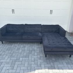 Modern Dark Gray L Shaped Sectional Couch with Chaise