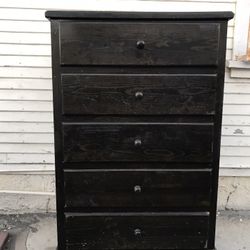 Solid Wood 5 Drawer Dresser Large Size (black stain finishes)