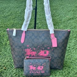 Coach Zip Top Tote with Wallet, New/Set Coach Nuevo