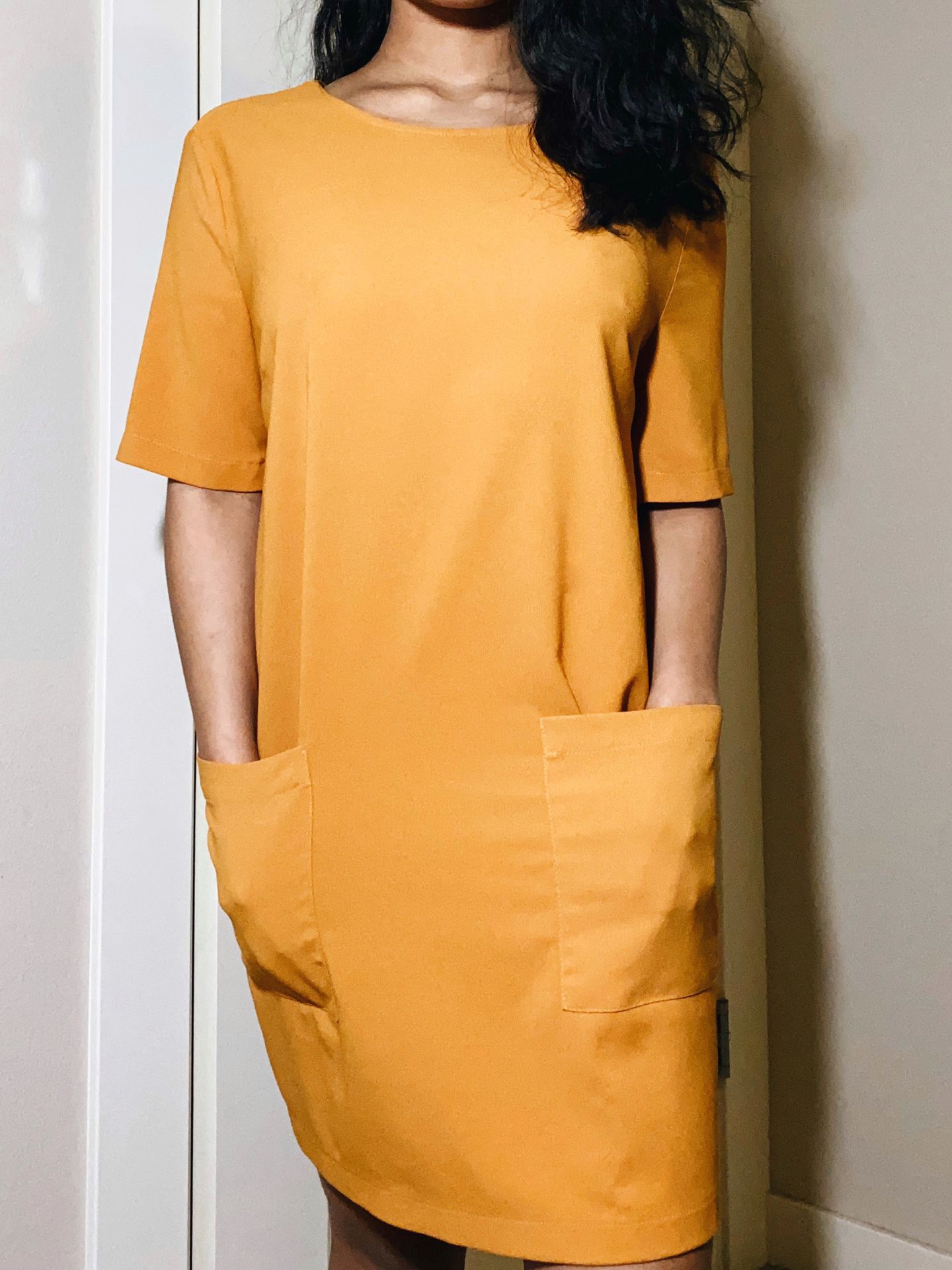 forever 21 mustard t-shirt dress (size small)
