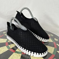 Ilse Jacobsen Shoes Black Perforated Tulip Slip On Comfort Flats Wmn 6.5 37