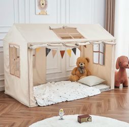 Kids Bed Tent in Khaki - Size Twin - NEW