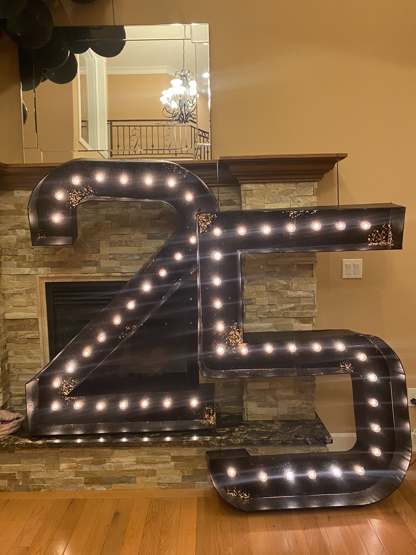 25 Black And Gold Marquee Number 