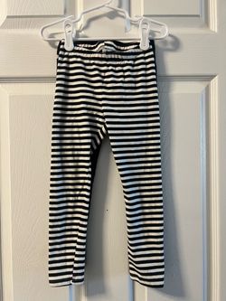 2 Toddler Black White Striped/Black with White Polka Dots Leggings