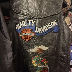Vintage Hot Leather Harley Davidson Vest (size 42) Embroidered 