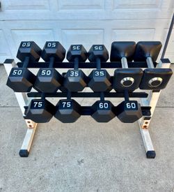Hex Dumbbells with Dumbbell Rack Holder