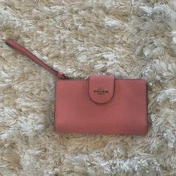 Coach C2874 Tech Phone Wallet Colorblock Khaki Signature Strawberry Haze